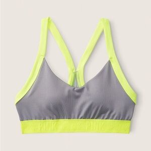 PINK Brand Gray&Neon Racerback Sports Bra with Matching Large Neon Boyshort BNWT